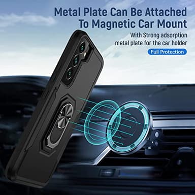 Compatible with Samsung Galaxy S22 Case with Screen Protector[Not for S22+],Heavy Duty Shockproof Full Body Phone Cover,Built in Finger Ring Stable Kickstand,2022 Black Matte - Image 7