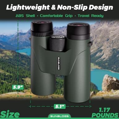 12x42 HD Binoculars for Adults High Powered, Super Bright BAK4 Prism Waterproof Binoculars with Low Light Vision for Bird Watching Outdoor Hunting Travel Hiking Sports Stargazing Cruise (Green) - Image 6