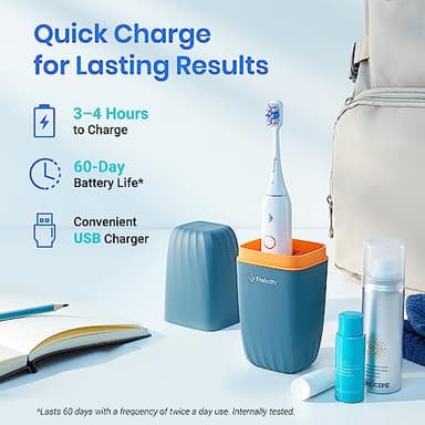 Etekcity Unisex Electric Toothbrush for Adults and Kids, Corded, White, 5 Modes, 2-Minute Timer, 3-Hour Battery Life, Travel Case - Image 7