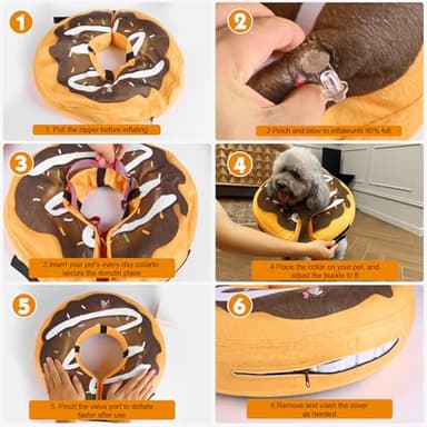 BGGo Inflatable Dog Cone, Soft Adjustable Blow up Donut Collar for After Surgery, Small Medium Large Dogs and Cats - Image 7