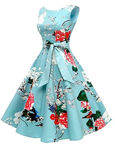Hanpceirs Women's Boatneck Sleeveless Swing Vintage 1950s Cocktail Dress Mint Flower XL - Image 5