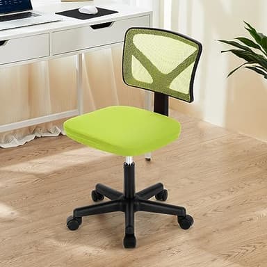 Sweetcrispy Office Computer Desk Chair, Ergonomic Low-Back Mesh Rolling Work Swivel Chairs with Wheels, Armless Comfortable Seat Lumbar Support for Home, Bedroom, Study, Student, Adults, Green - Image 2