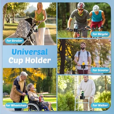 Guiseapue 2 Packs Cup Holder for Walker: Stroller Cup Holder Attachment with Phone Holder, Wheelchair/Stroller Accessories for Uppababy, Nuna, Doona, Bike, Scooter, Baby Travel Essential - Image 6