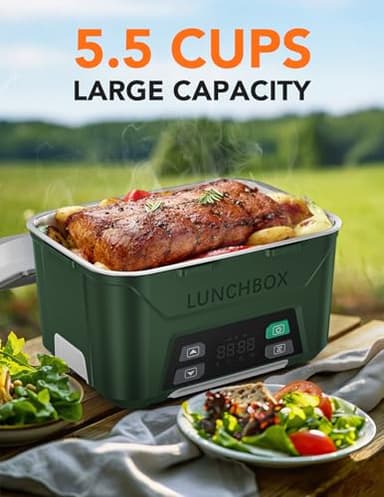 EAST OAK Cordless Electric Lunch Box for Adults, Heated Lunch Box Battery Powered with Automatic Heating, 5.5 Cups Portable Food Warmer with Insulated Carry Bag - Image 4