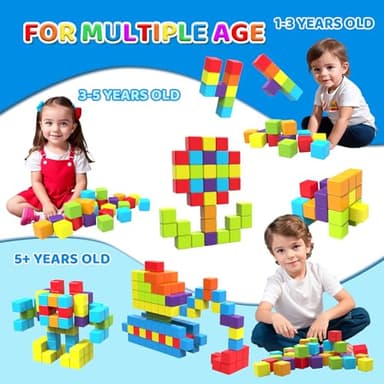 Magnetic Building Blocks, 1.65 inch Large Magnetic Stacking Cubes for Toddlers, Sensory & Montessori Toys for Boys & Girls 1 2 3 Years Old (24 PCS) - Image 4
