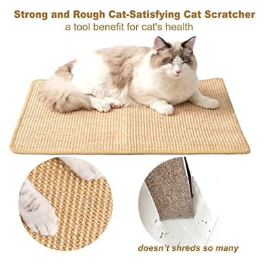 ChicWow Cat Scratch Pad, 23.6 X 15.7In Cat Scratching Pad with Adhesive Hook Tape, Sisal Scratching Pads for Indoor Cats, Stick on Floor Couch as Cat Scratch Furniture Protector, Cat Wall Scratcher - Image 4