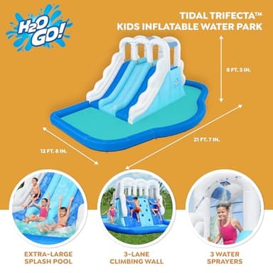 Bestway H2OGO! Tidal Trifecta Kids Inflatable Water Park | Inflatable Triple Slide and Splash Pool | Great for Kids Ages 5 and Up - Image 2