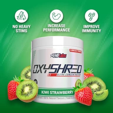 EHP Labs OxyShred Pre Workout Powder - Preworkout Powder with L Glutamine & Acetyl L Carnitine, Energy Boost Drink - Kiwi Strawberry, 60 Servings - Image 5