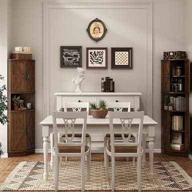 Vabches 64.8" Tall Farmhouse Corner Cabinet with 4 Doors and 5 Storage Shelves, Farmhouse Storage Cabinet with Barn Door Design, Home Space Saver for Living Room, Kitchen, Laundry Room,Brown - Image 7