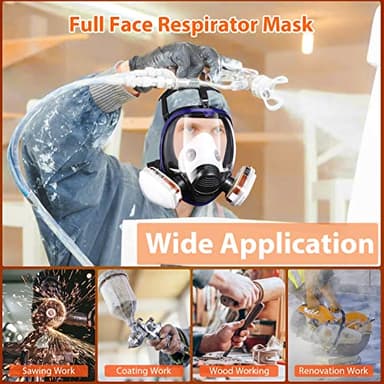 SupMusk Full Face Respirator Mask Reusable, Silicone Large View Work Respirator Mask with Filters, Reusable Anti-Fog Lens Face Shield Protection Dustproof Masks for Painting Processing - Image 7
