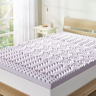 Mellow 3 Inch 5-Zone Memory Foam Mattress Topper, Soothing Lavender Infusion, Dorm Essentials, Queen - Image 1