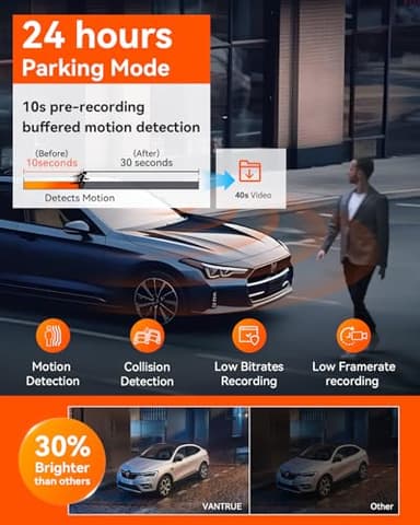 Vantrue N5 4 Channel WiFi 360° All Sides Dash Cam, STARVIS 2, IR Night Vision, 2.7K+1080P*3 Front Rear Inside Dashcam, Voice Control, GPS, 24 Hours Buffered Parking Mode Dash Camera, Support 512GB Max - Image 7