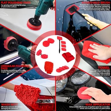 MIANYINGR 35Pcs Car Detailing Kit, Car Cleaning Kit with Windshield Cleaning Tool and Tool Box, Interior & Exterior Auto Care Supplies and Brushes (B：35PCS-R) - Image 6