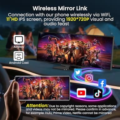 Largest 11.5 inch Wireless CarPlay Screen for Car, A-pple CarPlay & Android Auto HD Touchscreen with 4K Dash Cam/1080P Backup Camera/Navigation/Bluetooth/Voice Control/FM/Mirror Link,for All Vehicles - Image 7