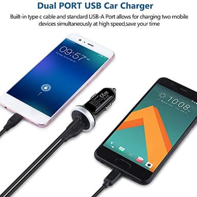 USB C Car Charger, 3.4A Fast Charging Car Adapter+3ft Type C Cable for Samsung Galaxy S25 S24 S23 S22 S21 S20 S10 Note 20 A10E A20 A50 A51 A71,LG Stylo 6/5/4 G7 V60 ThinQ Moto G8 G7 Google Pixel 4 3a - Image 4