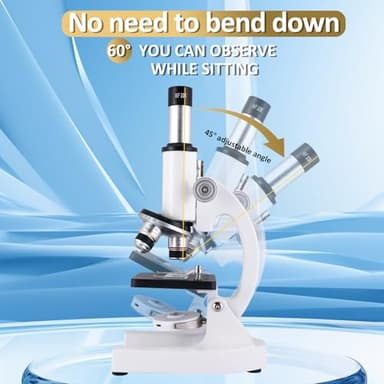 OOZSTAR Microscope 40X-2500X Magnification with 4.3-inch Display, Wide-Angle 10X and 25X eyepieces, and Built-in 5-megapixel Camera for School Labs, Animal Husbandry (White) - Image 6