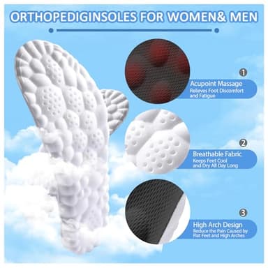 DWTWLE 4D Cloud Insoles for Men and Women Memory Foam Cloud Insoles Super Soft Anti-Fatigue, Shock Absorption, Relieve Foot Pain, (Black, Men: US 7-11) - Image 2