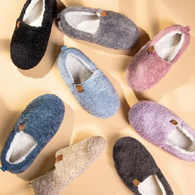 EverFoams Women’s Soft Curly Full Slippers Memory Foam Lightweight House Shoes Cozy Loafer with Polar Fleece Lining Purple,9-10 US - Image 6
