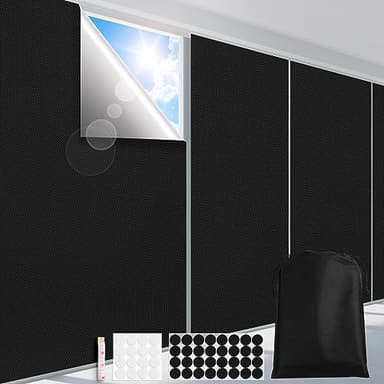 FADOTY Blackout Curtains for Bedroom, Portable 100% Black Out Window Cover Film, Cuttable Blackout Shades Fabric Sheet, No Drill Window Blinds, Sun Heat Light Blocker for Travel Media Dorm, 57'' W - Image 1