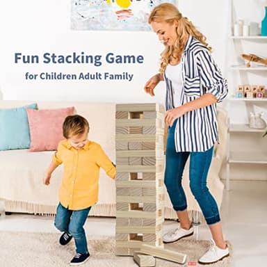 Megwoz Giant Tumble Tower Family Games for Kids and Adults 60 Blocks New Zealand Pine Wooden Blocks Stacking Up to 5 FT for Indoors Outdoors Yard Games for Family - Image 7