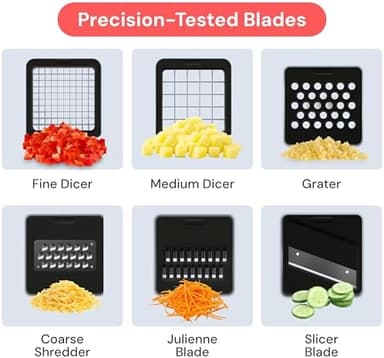 Fullstar Mandoline Slicer for Kitchen - Vegetable Chopper, Onion Potato Food Veggie Fruit Slicer and Cutter with Container, Kitchen Gadgets & Gifts, Home Essentials (6-in-1, White/Black - Image 4