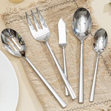KINGSTONE Silverware Set with Serving Utensils, 65-Piece Forged Flatware Set Cutlery Set Premium Stainless Steel, Service for 12, for Kitchen, Home, Wedding, Party, Mirror Polished and Dishwasher Safe - Image 3