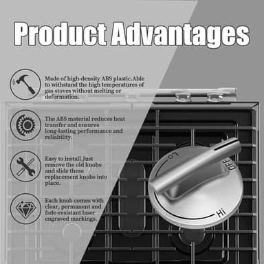 Fioqe 5Pcs 7733P410-60 Gas cooktop Control knob,Durable, Perfect fit for Jenn-Air, Maytag, KitchenAid Gas cooktops, can Replace for 74007733, AP5668987, PS2375871, AP6011505 - Image 3