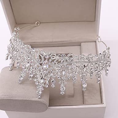 TOBATOBA Silver Wedding Crystal Tiaras and Crowns for Women, Bride Royal Queen Headband Princess Quinceanera Headpieces for Birthday Prom Pageant Party - Image 8
