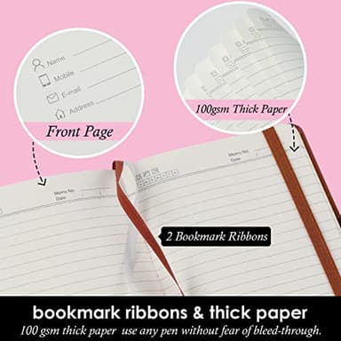 NIRMIRO 3 Pack Pocket Notebook Journals, Small Notepad Notebooks for Note Taking, A6 Mini Note pads with Pen Holder, 408 Lined Pages, 3.7" x 5.7", Black, Brown, Blue - Image 3