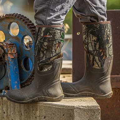 HISEA Men's Rain Boots, Waterproof Durable Insulated Rubber Boots for Men, 5 mm Neoprene Outdoor Mud Fishing Hunting Boots for Multi-Season (Black, Camo & Brown) - Image 6