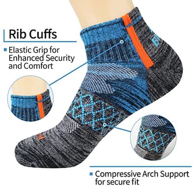 BIOAUM Men's Atheltic Socks Size 10-13 - 6 Pairs Cotton Quarter Socks for Running, Workout, Work - Image 2