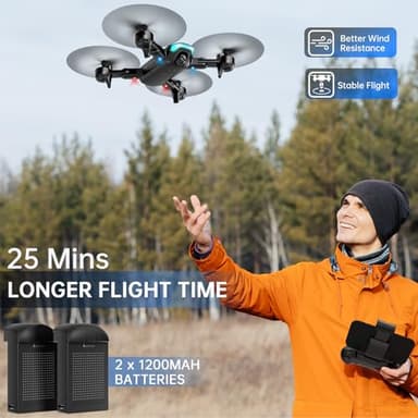 REDRIE Drone with 1080P Camera for Beginners, Foldable, Altitude Hold, Gestures Selfie, Waypoint Fly, Headless Mode, 3D Flip, One Key Start, 3 Speed Modes, Circle Fly, 2 Batteries - Image 4