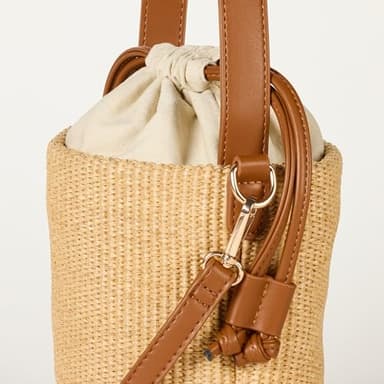 The Drop Women's Dallas Bucket Bag Cognac/Natural Straw, One Size - Image 3