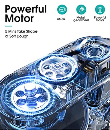 Facelle Stand Mixer, 660W 6 Speed Electric Kitchen Mixer with Pulse Button, Attachments include 6.5QT Bowl, Dishwasher Safe Beater,Dough Hook,Whisk & Splash Guard for Dough,Baking,Cakes,Cookie(Black) - Image 2