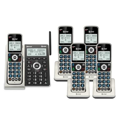 AT&T Cordless Phone 5 Handset with Bluetooth, Landline Phones for Home, Answering System, Smart Call Blocker, DECT 6.0 Extended Range, 2" Backlit Screen, Lighted Keypad with Big Buttons, BL3107-5 - Image 1