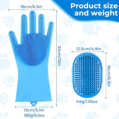 IDQQUQQ 2PCS dog washing gloves and dog bath brush, 2-in-1 pet shower set | Suitable for dogs, cats, bath massage, and pet grooming - Image 2