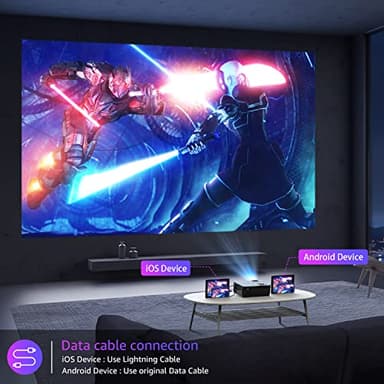 Projector with 5G WiFi and Bluetooth, Native 1080P Projector[Projector Screen Included], Full HD 18000LM Movie Projector, 300" Display Support 4k Home Theater, Compatible with Phone/Laptop/TV Stick - Image 6