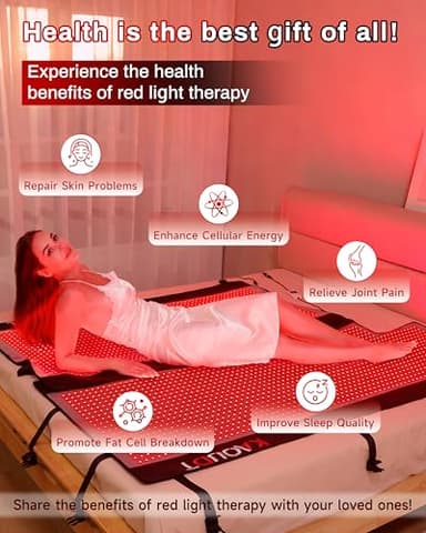 Kaoudt 2025 Medical-Grade TPU Red Light Therapy Mat for Full Body Pain Relief, FSA&HSA Eligible 73"x33" Dual Wavelength Infrared Red Light Blanket with 2570 LEDs for Home Use - Image 7