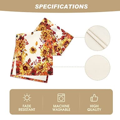 Artoid Mode Sunflower Eucalyptus Leaves Fall Table Runner, Seasonal Autumn Thanksgiving Kitchen Dining Table Decoration for Outdoor Home Party 13x72 Inch - Image 5