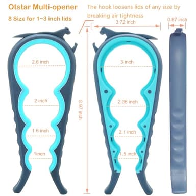 Otstar Jar Opener Bottle Opener and Can opener for Weak Hands,Seniors with Arthritis, Elderly, Jar Lid Opener Gadgets with Rubber Jar Opener Gripper Pad and Corkscrew Opener - Image 2