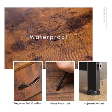 Sweetcrispy Dresser for Bedroom with 8 Storage Drawers, Large Fabric Storage Tower Organizer, Chest of Drawers with Metal Frame Wooden Top for Nursery, Closet, Living Room, Entryway, Rust Brown - Image 5