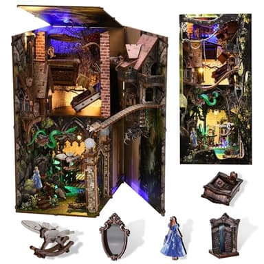 CCCDF Book Nook Kit, Booknook Kit with Dust Cover for Adult DIY Miniature House Kit 3D Wooden Puzzle Decorative Bookend Bookshelf Decor Gift for Women Teens (Alice Down The Rabbit Hole) - Image 1