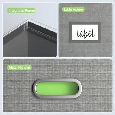 GRSQYS File Organizer Box - File Boxes for Hanging Files with Lid Set of 2 Decorative Hanging Folders Letter Size Organizer with One-Piece Plastic Frame Slides (Grey, 13.2 * 10.1 * 10.1in(2Pack)) - Image 4