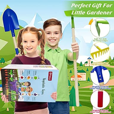 Qtioucp Kids Gardening Tools Outdoor Toys Set Backyard Play with Wheelbarrow Educational STEM Learning Pretend Toys Outdoor Indoor for Toddlers Kids Boys Girls - Image 6
