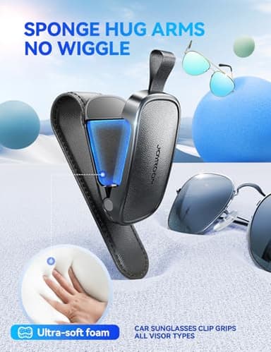JOYROOM Sunglasses Holder for Car Visor, 2025 Upgrade Magnetic Glasses Car Holder, Universal Fits Leather Eyeglasses Clip Compatible with All Glasses, One-Handed Operation - Image 5