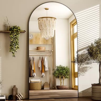 HARRITPURE 76"x46"Full Length Mirror - Arch Floor Mirrors with Aluminum Alloy Frame Free-Standing Wall Mounted or Leaning Large Bedroom Dressing Mirror,Black - Image 6