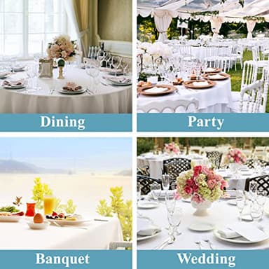 VidaFete Round Tablecloth 132inch 10pack Polyester Table Cloth, Stain Wrinkle Resistant Polyester Dining Table Cover for Kitchen Dinning Party Wedding Rectangular Tabletop Buffet Decoration(White) - Image 6