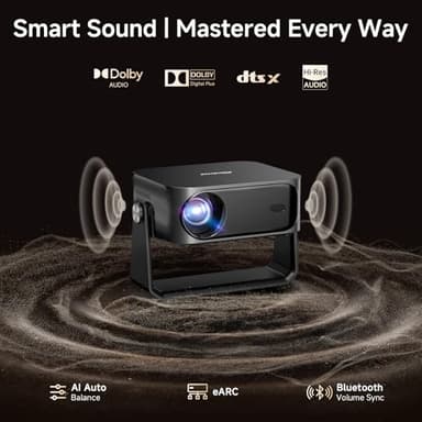 [1200 ANSI/Auto Focus & Keystone/Built-in APPs] 4K Outdoor Projector with Wifi and Bluetooth, Smart Portable Proyector with Built in Apps Netflix/YouTube/PrimeVideo & Dolby, Home Theater with HDR10+ - Image 4