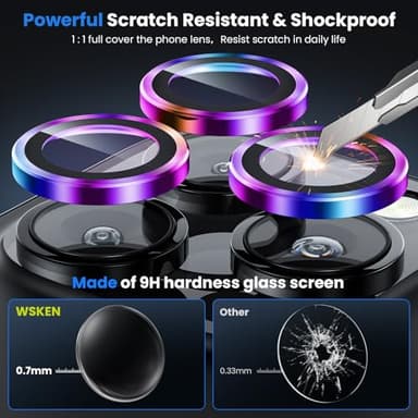 WSKEN for iPhone 16 Pro/iPhone 16 Pro Max Camera Lens Protector - [Original Shooting Model] Shatterproof Ultra HD Tempered Metal Glass Camera Screen Protector Cover Film Accessories - Image 3