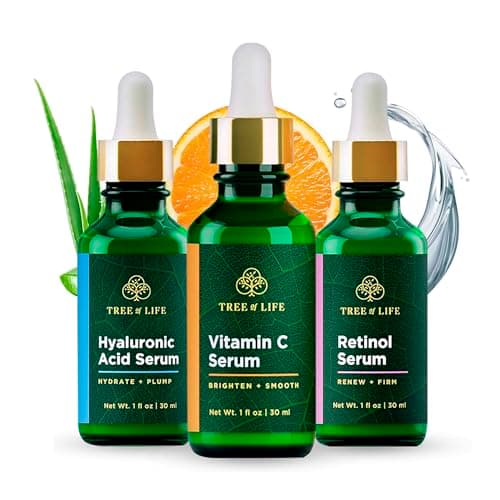 Tree of Life Beauty Facial Skin Care Set, Brightening, Firming, Hydrating, Dry Face, Dermatologist Tested - Trio Power Kit, Vitamin C, Retinol and Hyaluronic Acid, 3 count of 1 Fl Oz - Image 1